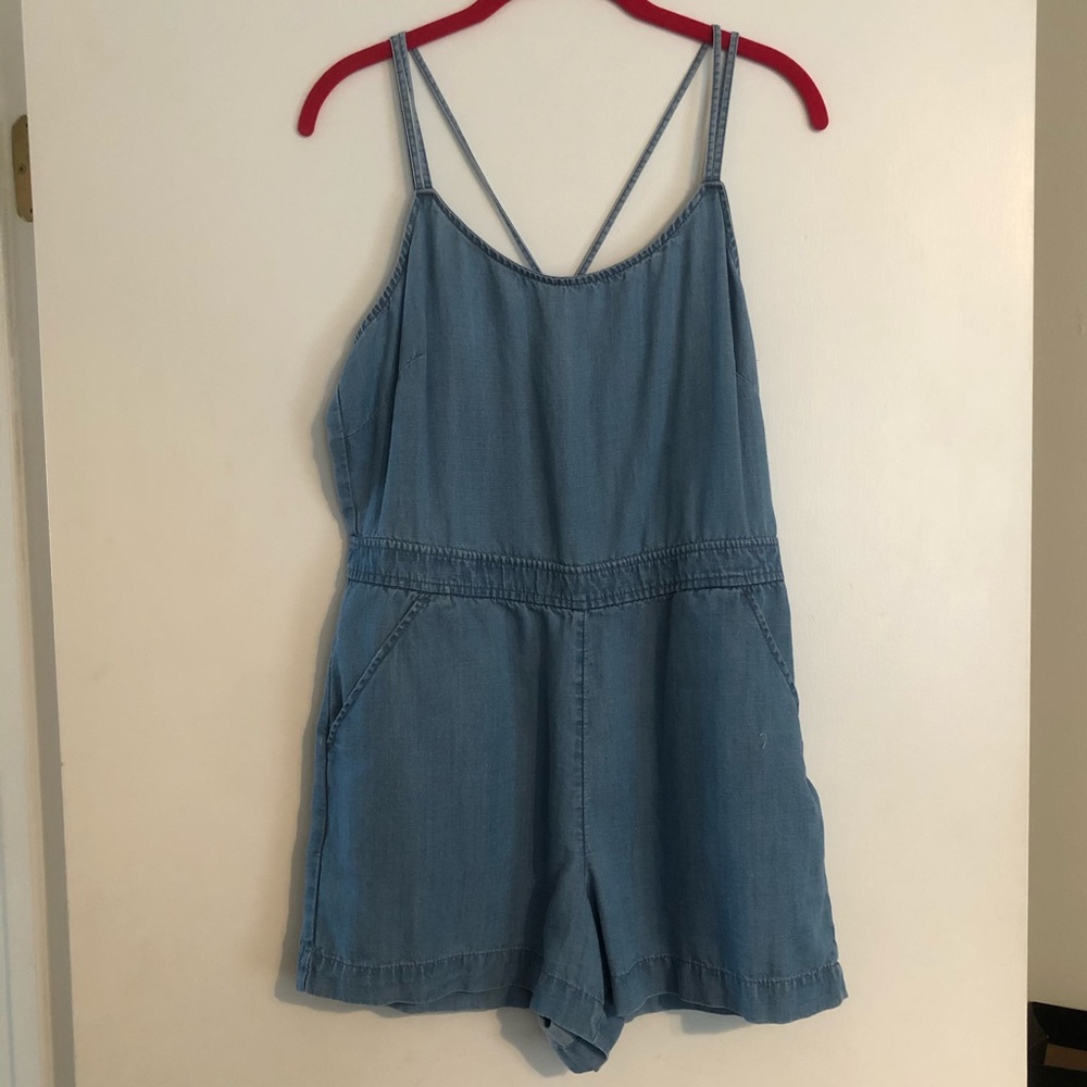 Loft Denim Romper with pockets